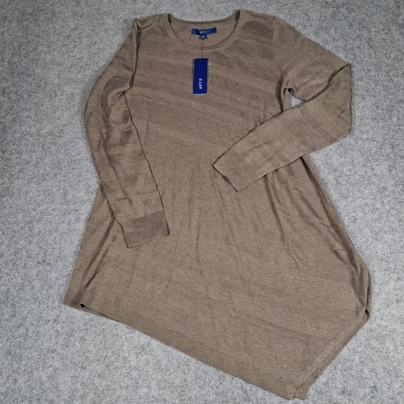 Apt. 9 Sweaters - Apt. 9 Sweater Womens Medium Brown Asymmetrical Sharkbite Hem Textured Knit NEW